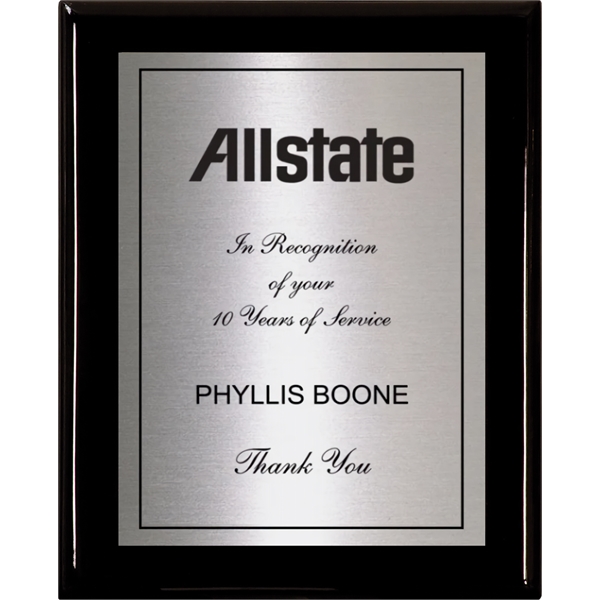 Black Piano Finish Wood Plaque w/Single Engraved Plate - Black Piano Finish Wood Plaque w/Single Engraved Plate - Image 7 of 14