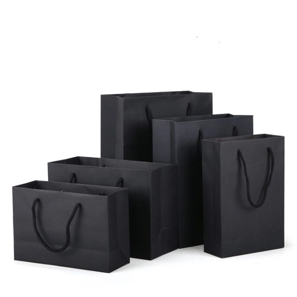 Durable Black Matte Shopping Gift Paper Bag - Durable Black Matte Shopping Gift Paper Bag - Image 0 of 2