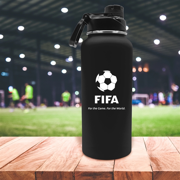 32.5 oz Rubberized Stainless Steel Water Bottle