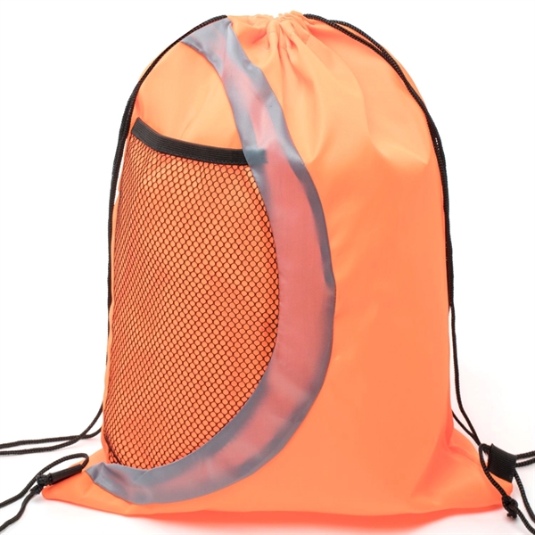 Heavy Duty Drawstring Cinch Backpack Side Mesh Pocket 15"x18 - Heavy Duty Drawstring Cinch Backpack Side Mesh Pocket 15"x18 - Image 10 of 26