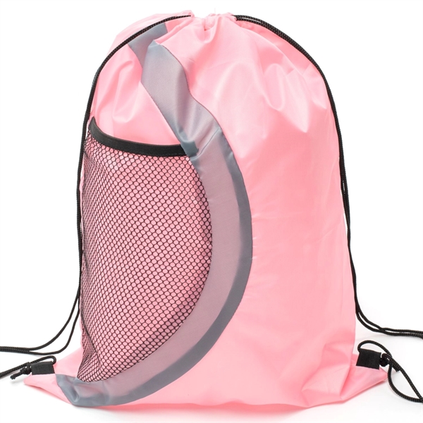 Heavy Duty Drawstring Cinch Backpack Side Mesh Pocket 15"x18 - Heavy Duty Drawstring Cinch Backpack Side Mesh Pocket 15"x18 - Image 12 of 26