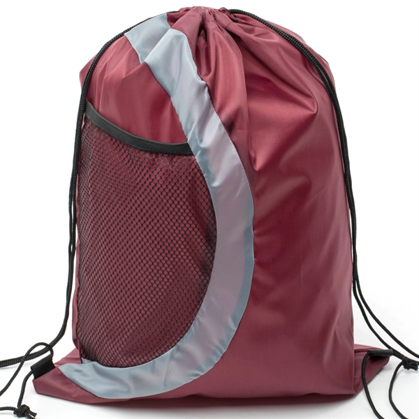 Heavy Duty Drawstring Cinch Backpack Side Mesh Pocket 15"x18 - Heavy Duty Drawstring Cinch Backpack Side Mesh Pocket 15"x18 - Image 13 of 26