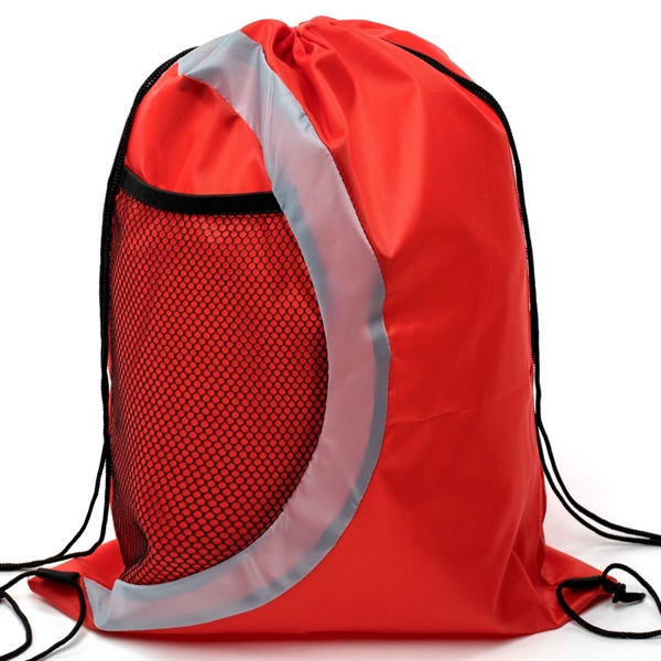 Heavy Duty Drawstring Cinch Backpack Side Mesh Pocket 15"x18 - Heavy Duty Drawstring Cinch Backpack Side Mesh Pocket 15"x18 - Image 14 of 26