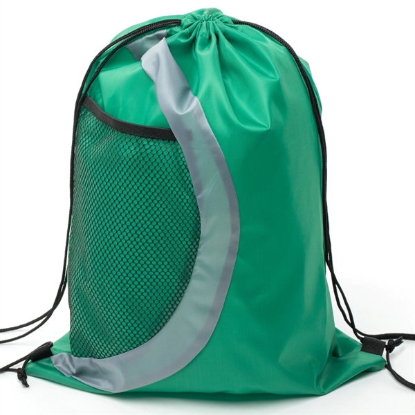 Heavy Duty Drawstring Cinch Backpack Side Mesh Pocket 15"x18 - Heavy Duty Drawstring Cinch Backpack Side Mesh Pocket 15"x18 - Image 16 of 26