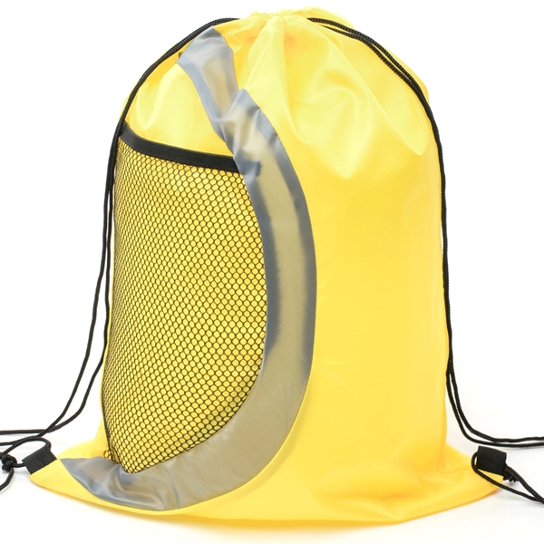 Heavy Duty Drawstring Cinch Backpack Side Mesh Pocket 15"x18 - Heavy Duty Drawstring Cinch Backpack Side Mesh Pocket 15"x18 - Image 19 of 26