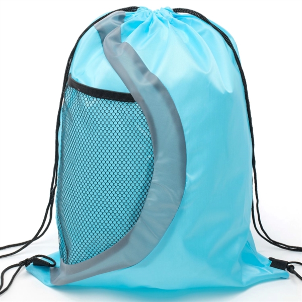 Heavy Duty Drawstring Cinch Backpack Side Mesh Pocket 15"x18 - Heavy Duty Drawstring Cinch Backpack Side Mesh Pocket 15"x18 - Image 21 of 26