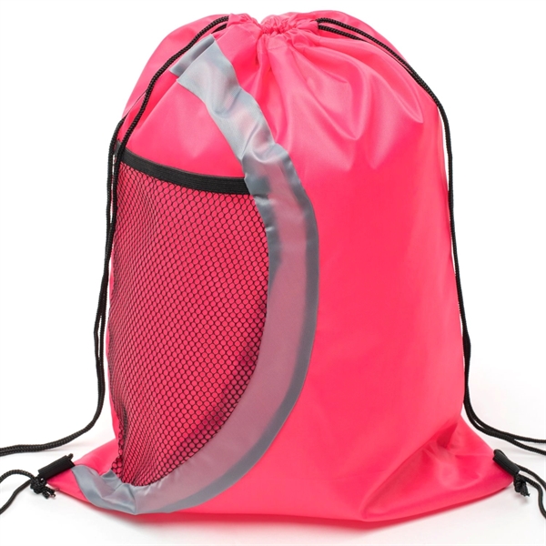 Heavy Duty Drawstring Cinch Backpack Side Mesh Pocket 15"x18 - Heavy Duty Drawstring Cinch Backpack Side Mesh Pocket 15"x18 - Image 23 of 26