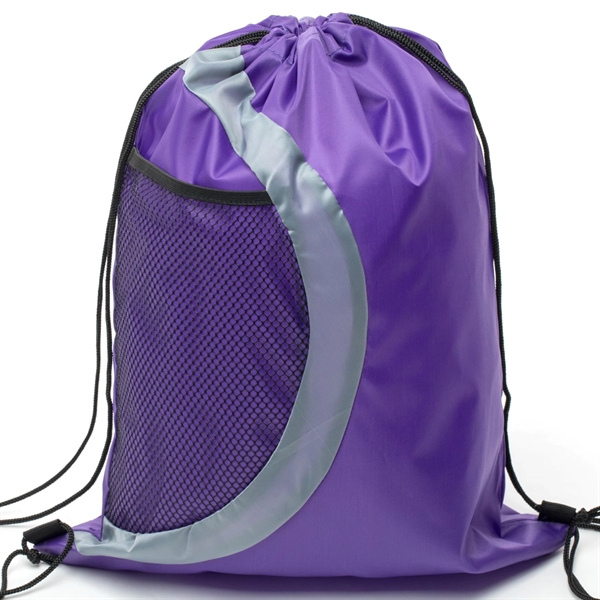 Heavy Duty Drawstring Cinch Backpack Side Mesh Pocket 15"x18 - Heavy Duty Drawstring Cinch Backpack Side Mesh Pocket 15"x18 - Image 24 of 26