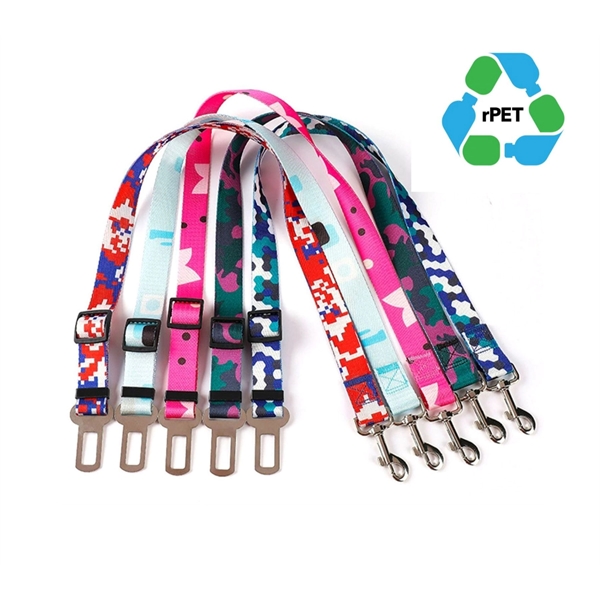 1"x24" rPET Adjustable Pet Safety Sublimation Seatbelt Leash - 1"x24" rPET Adjustable Pet Safety Sublimation Seatbelt Leash - Image 0 of 3