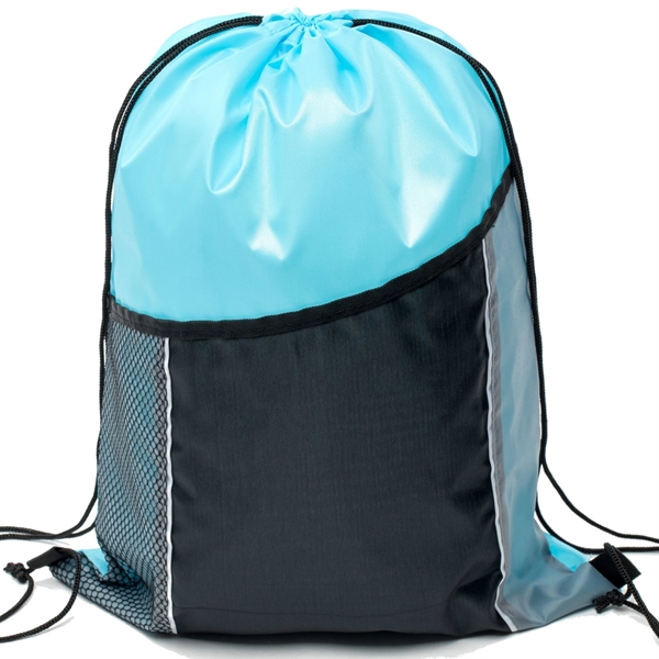 Premium Cinch Drawstring Backpack w Side Mesh Pocket 14"x18" - Premium Cinch Drawstring Backpack w Side Mesh Pocket 14"x18" - Image 6 of 25
