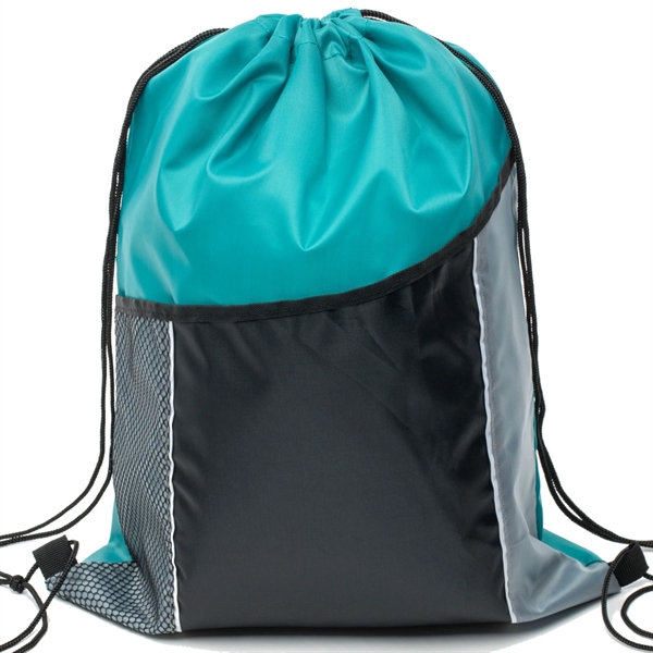 Premium Cinch Drawstring Backpack w Side Mesh Pocket 14"x18" - Premium Cinch Drawstring Backpack w Side Mesh Pocket 14"x18" - Image 8 of 25