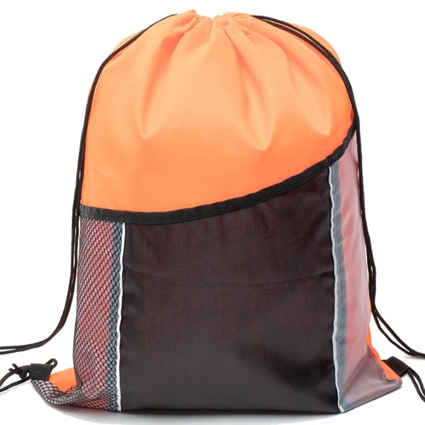 Premium Cinch Drawstring Backpack w Side Mesh Pocket 14"x18" - Premium Cinch Drawstring Backpack w Side Mesh Pocket 14"x18" - Image 10 of 25