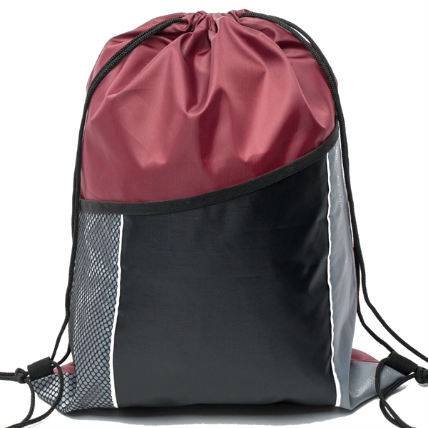 Premium Cinch Drawstring Backpack w Side Mesh Pocket 14"x18" - Premium Cinch Drawstring Backpack w Side Mesh Pocket 14"x18" - Image 12 of 25