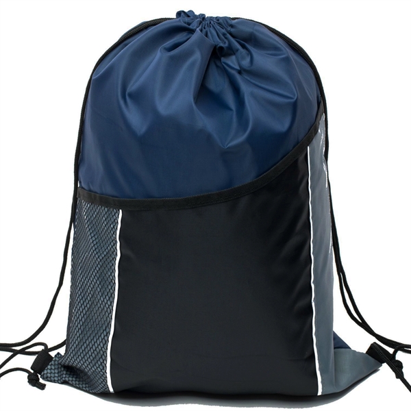 Premium Cinch Drawstring Backpack w Side Mesh Pocket 14"x18" - Premium Cinch Drawstring Backpack w Side Mesh Pocket 14"x18" - Image 15 of 25