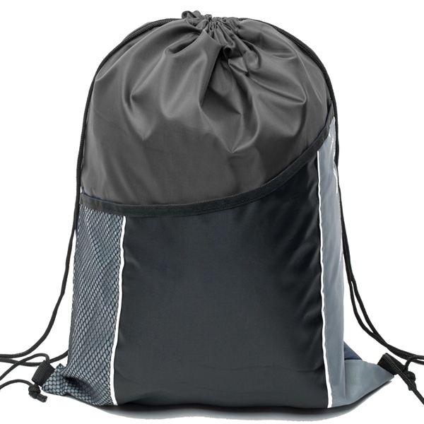 Premium Cinch Drawstring Backpack w Side Mesh Pocket 14"x18" - Premium Cinch Drawstring Backpack w Side Mesh Pocket 14"x18" - Image 17 of 25