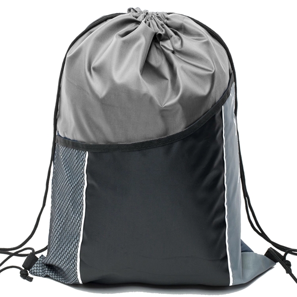 Premium Cinch Drawstring Backpack w Side Mesh Pocket 14"x18" - Premium Cinch Drawstring Backpack w Side Mesh Pocket 14"x18" - Image 21 of 25