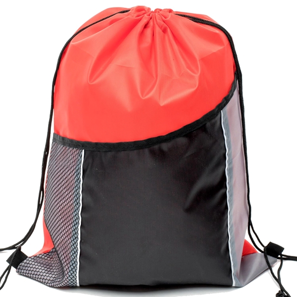 Premium Cinch Drawstring Backpack w Side Mesh Pocket 14"x18" - Premium Cinch Drawstring Backpack w Side Mesh Pocket 14"x18" - Image 7 of 25