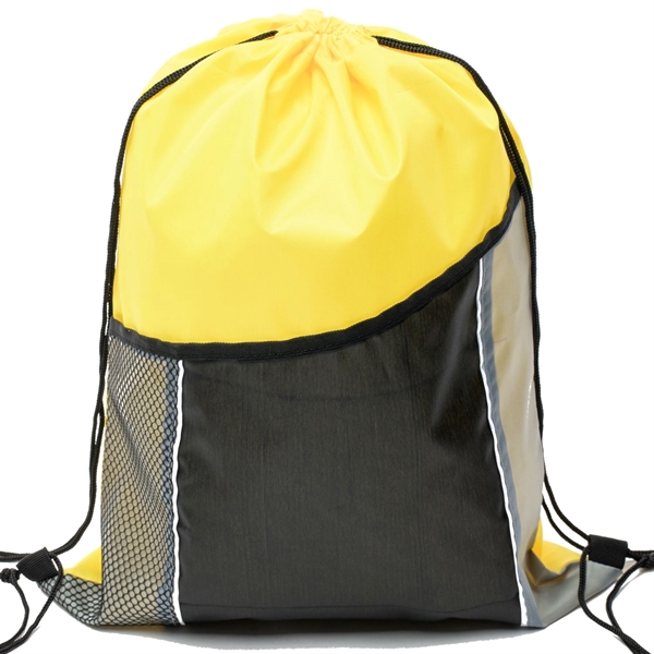 Premium Cinch Drawstring Backpack w Side Mesh Pocket 14"x18" - Premium Cinch Drawstring Backpack w Side Mesh Pocket 14"x18" - Image 9 of 25