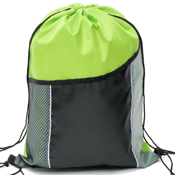 Premium Cinch Drawstring Backpack w Side Mesh Pocket 14"x18" - Premium Cinch Drawstring Backpack w Side Mesh Pocket 14"x18" - Image 11 of 25