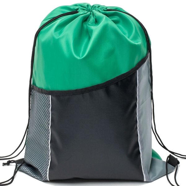 Premium Cinch Drawstring Backpack w Side Mesh Pocket 14"x18" - Premium Cinch Drawstring Backpack w Side Mesh Pocket 14"x18" - Image 14 of 25