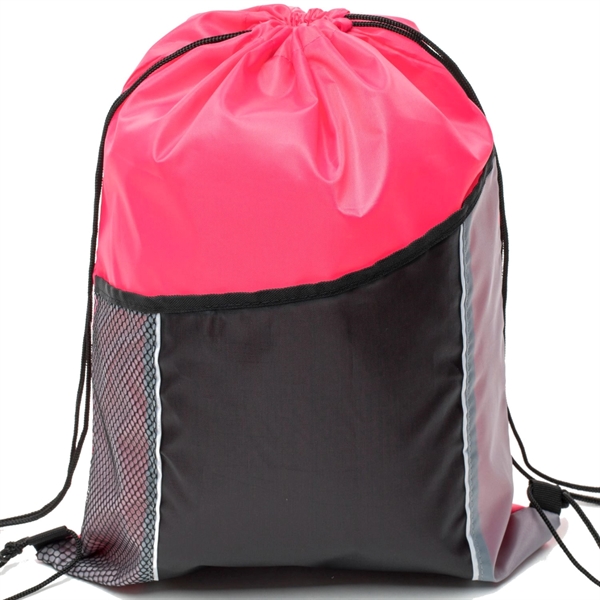 Premium Cinch Drawstring Backpack w Side Mesh Pocket 14"x18" - Premium Cinch Drawstring Backpack w Side Mesh Pocket 14"x18" - Image 16 of 25