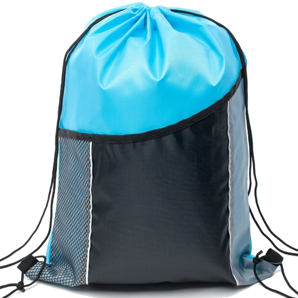 Premium Cinch Drawstring Backpack w Side Mesh Pocket 14"x18" - Premium Cinch Drawstring Backpack w Side Mesh Pocket 14"x18" - Image 22 of 25