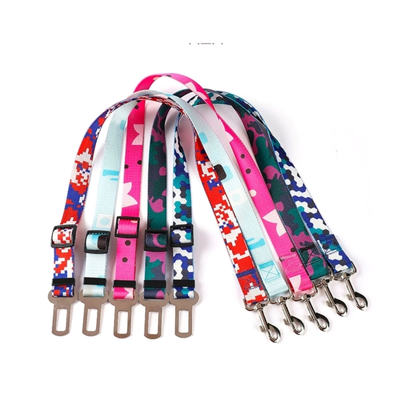 1"x24" Adjustable Pet Safety Sublimation Seatbelt Leash - 1"x24" Adjustable Pet Safety Sublimation Seatbelt Leash - Image 0 of 4