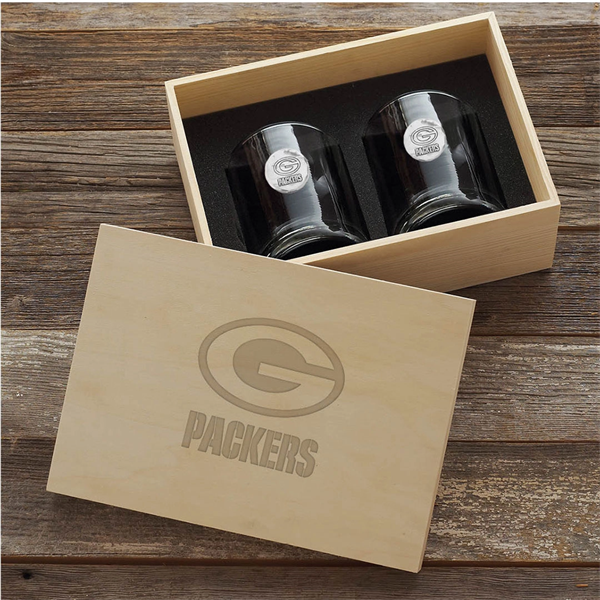 Staten 2-Piece Rocks Glass Set in Engraved Pine Box - Staten 2-Piece Rocks Glass Set in Engraved Pine Box - Image 0 of 4