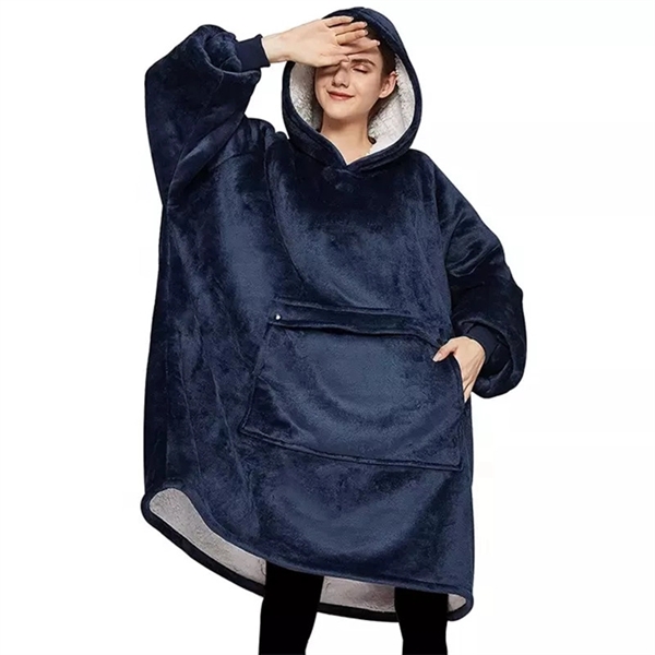 Oversized Hoodie TV Blanket Fleece Sweatshirt - Oversized Hoodie TV Blanket Fleece Sweatshirt - Image 1 of 2