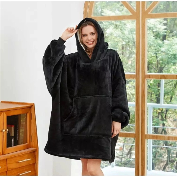 Oversized Hoodie TV Blanket Fleece Sweatshirt - Oversized Hoodie TV Blanket Fleece Sweatshirt - Image 2 of 2