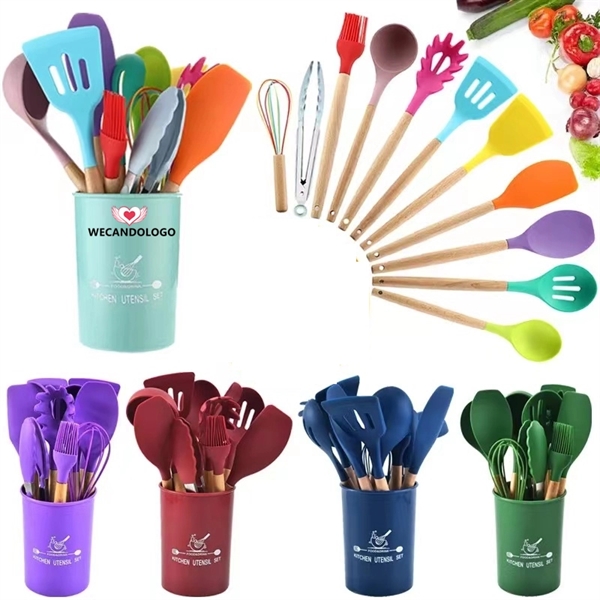 11 piece Silicone Kitchen Cooking Utensil Tool Set - 11 piece Silicone Kitchen Cooking Utensil Tool Set - Image 0 of 2