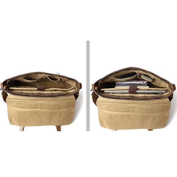 Canvas Leather Computer Laptop Bag - Canvas Leather Computer Laptop Bag - Image 6 of 7