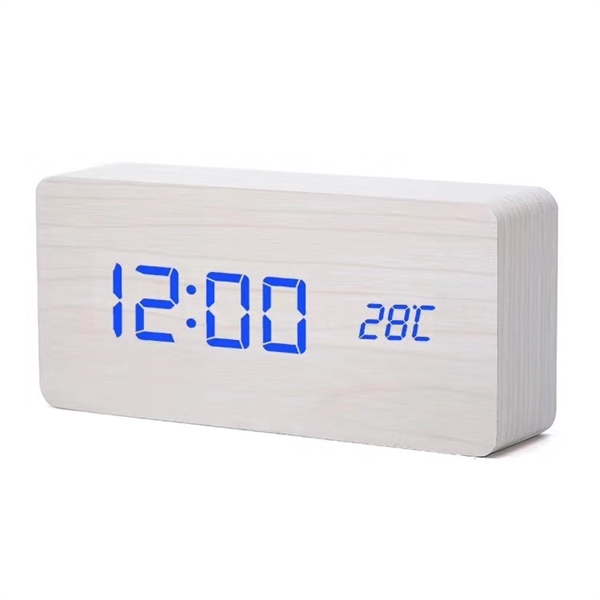 2 In 1 Wooden Alarm Clock With Temperature Display - 2 In 1 Wooden Alarm Clock With Temperature Display - Image 1 of 2