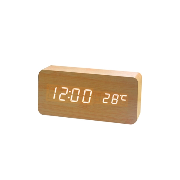 2 In 1 Wooden Alarm Clock With Temperature Display - 2 In 1 Wooden Alarm Clock With Temperature Display - Image 2 of 2