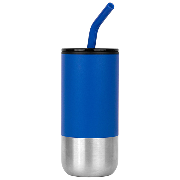 Cardiff 18oz. Double Wall Stainless Steel Mug w/Straw - Cardiff 18oz. Double Wall Stainless Steel Mug w/Straw - Image 3 of 6