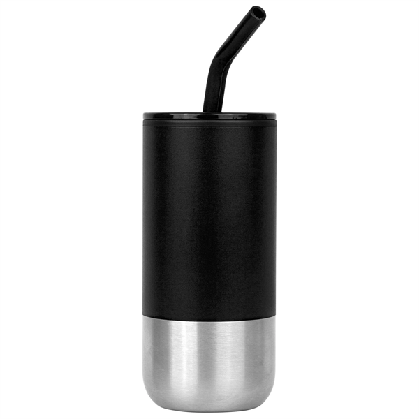 Cardiff 18oz. Double Wall Stainless Steel Mug w/Straw - Cardiff 18oz. Double Wall Stainless Steel Mug w/Straw - Image 5 of 6