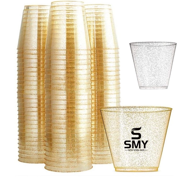 9oz Disposable Shiny Glitter Plastic Cups - 9oz Disposable Shiny Glitter Plastic Cups - Image 0 of 1