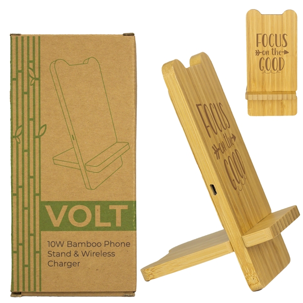 Volt 10w Bamboo Phone Stand Wireless Charger - Volt 10w Bamboo Phone Stand Wireless Charger - Image 0 of 2