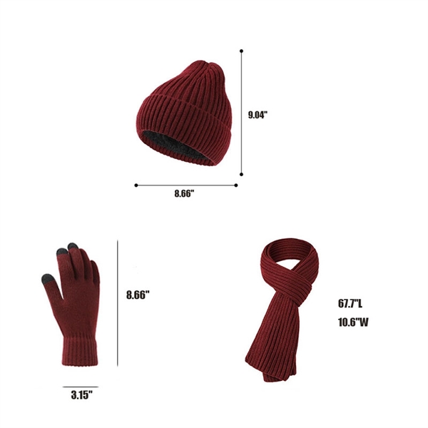 Custom Winter Knit Hat Beanie Long Scarf Gloves Set - Custom Winter Knit Hat Beanie Long Scarf Gloves Set - Image 5 of 5