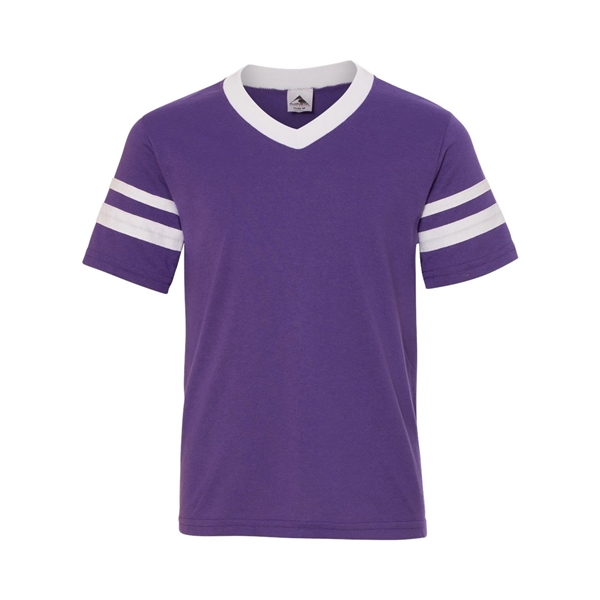 Augusta Sportswear Youth V-Neck Jersey with Striped Sleeves - Augusta Sportswear Youth V-Neck Jersey with Striped Sleeves - Image 21 of 73