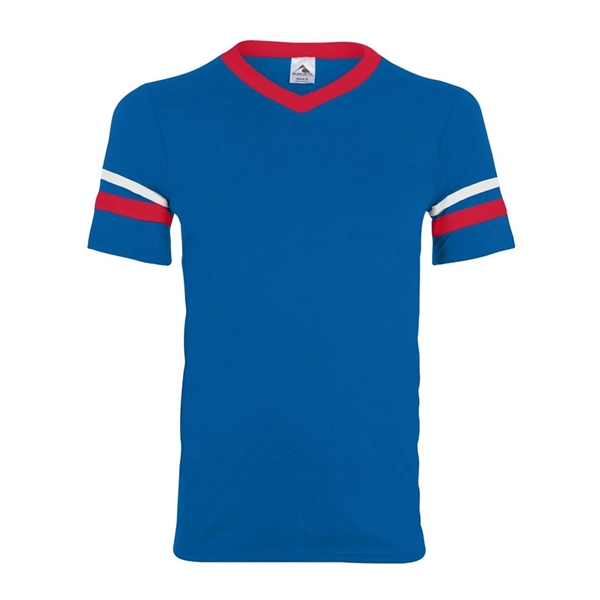 Augusta Sportswear Youth V-Neck Jersey with Striped Sleeves - Augusta Sportswear Youth V-Neck Jersey with Striped Sleeves - Image 70 of 73