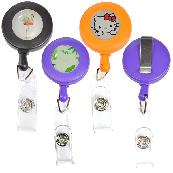 Round Frosted Badge Reel Holder w/ Belt Clip - Round Frosted Badge Reel Holder w/ Belt Clip - Image 1 of 14