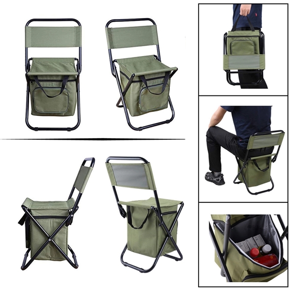 Portable Foldable Camping Chair With Cooler Bag - Portable Foldable Camping Chair With Cooler Bag - Image 1 of 3