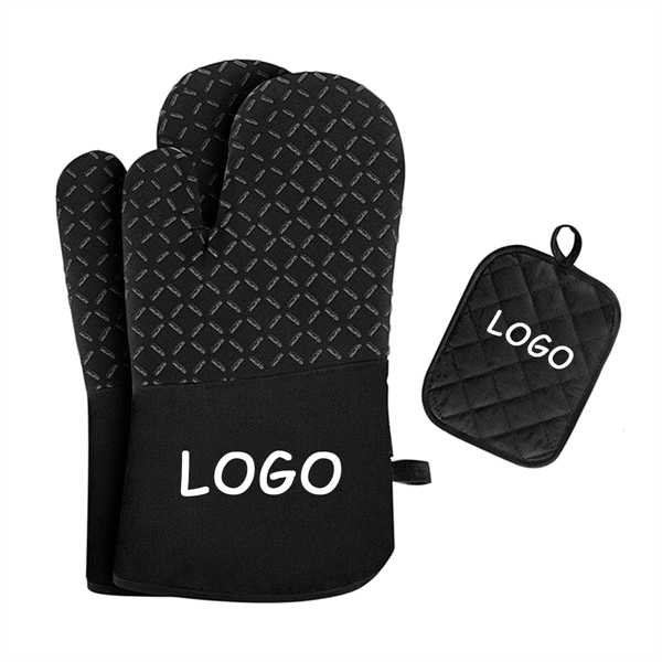 Silicone Grilling Oven Mitt & Pot Holder Set - Silicone Grilling Oven Mitt & Pot Holder Set - Image 0 of 1