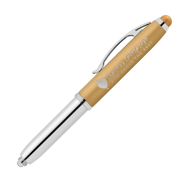 Vivano Softy Metallic Pen w/ LED Light and Stylus - Laser - Vivano Softy Metallic Pen w/ LED Light and Stylus - Laser - Image 3 of 4