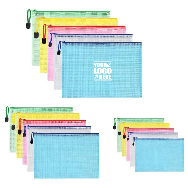 Waterproof Plastic Mesh Zipper Document Envelopes Folder - Waterproof Plastic Mesh Zipper Document Envelopes Folder - Image 0 of 3