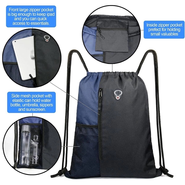 Drawstring Backpack Sports Gym Bag For Women Men - Drawstring Backpack Sports Gym Bag For Women Men - Image 3 of 3