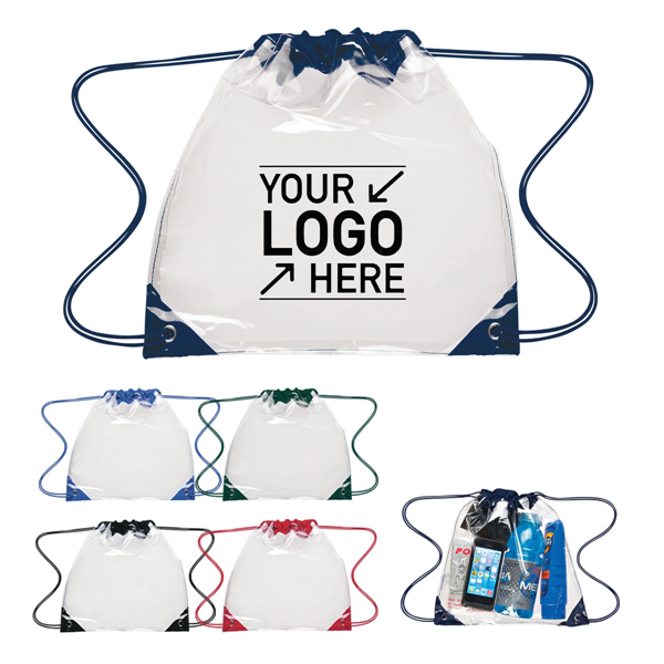 Custom Clear Drawstring Cinch Pack Backpack - Custom Clear Drawstring Cinch Pack Backpack - Image 0 of 1