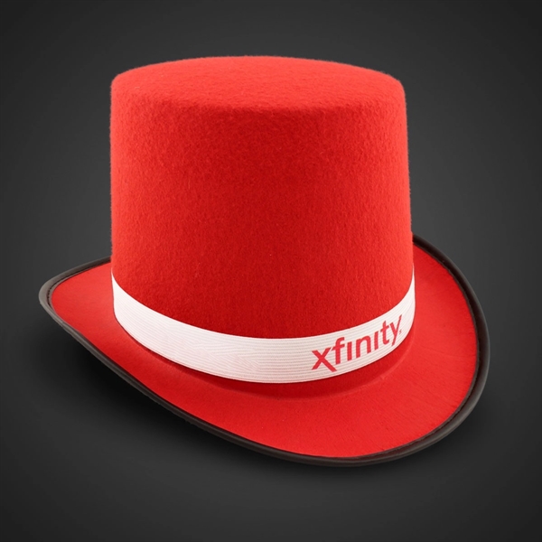 Red Felt Top Hat (Imprintable Bands Available) - Red Felt Top Hat (Imprintable Bands Available) - Image 3 of 3