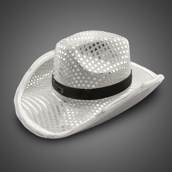 Silver LED Sequin Cowboy Hat - Silver LED Sequin Cowboy Hat - Image 2 of 3